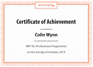 Certificate - WPF for the Business Programmer